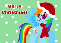 Size: 2456x1740 | Tagged: safe, artist:mlplary6, rainbow dash, pegasus, g4, christmas, clothes, female, hat, holiday, merry christmas, santa hat, scarf, solo