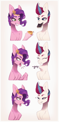 Size: 1760x3630 | Tagged: safe, artist:meggychocolatka, pipp petals, zipp storm, pegasus, pony, g5, adorable distress, bust, cellphone, colored, commission, commissioner:princess, crying, cute, diadem, duo, eating, eyebrows, eyelashes, female, hoof heart, jewelry, lidded eyes, looking at each other, looking at someone, mare, motion lines, mouth hold, nervous, nervous smile, no source available, object vore, onomatopoeia, open mouth, phone, portrait, regalia, royal sisters (g5), shading, siblings, sisters, sisters being sisters, skinny pipp, slender, smartphone, smiling, smugzipp, swallowing, teeth, thin, throat bulge, underhoof, unshorn fetlocks, upside-down hoof heart