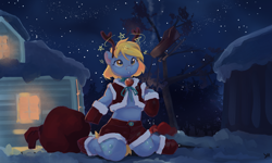 Size: 3507x2099 | Tagged: safe, artist:drafthoof, derpy hooves, semi-anthro, g4, christmas, holiday, kneeling, sitting, underp