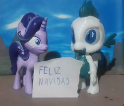 Size: 3036x2592 | Tagged: safe, starlight glimmer, oc, oc:bx-8, dragon, pony, unicorn, g4, christmas, customized toy, dragon oc, figurine, holiday, horn, irl, merry christmas, non-pony oc, photo, toy