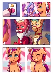 Size: 2480x3508 | Tagged: safe, artist:xiaowu07, hitch trailblazer, izzy moonbow, pipp petals, sprout cloverleaf, sunny starscout, earth pony, pegasus, pony, unicorn, g5, christmas, cute, female, holiday, horn, male, mare, stallion