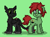 Size: 316x236 | Tagged: safe, dragon, earth pony, night fury, pony, pony town, amputee, duo, duo male, green background, hiccup horrendous the third, how to train your dragon, male, ponified, prosthetic leg, prosthetic limb, prosthetic tail, prosthetics, simple background, species swap, toothless the dragon