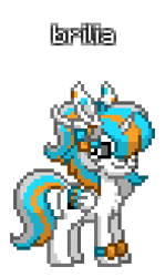 Size: 196x328 | Tagged: safe, artist:princess ice color twinkle, oc, oc:brilia, alicorn, pony, pony town, babgs, bow, chest hair, ear accessory, feet accessory, female, gray eyes, light skin, makeup, mare, ponytail, side horn, three toned mane, three toned tail