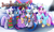 Size: 2000x1183 | Tagged: safe, artist:ossilia flawol, night light, princess cadance, princess flurry heart, shining armor, spike, twilight sparkle, twilight velvet, oc, oc:portal bump, alicorn, g4, my little pony best gift ever, my little pony: friendship is magic, alicorn oc, canon x oc, christmas sweater, clothes, companion cube, crown, earmuffs, family, family photo, female, group photo, hearth's warming, horn, jewelry, lesbian, male, portal (valve), regalia, scarf, ship:portalsparkle, ship:shiningcadance, shipping, snow, sparkle family, star flurry heart, straight, sweater, twilight sparkle (alicorn), twilight's castle, wings, winter outfit