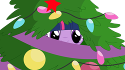 Size: 3315x1850 | Tagged: safe, artist:rerorir, artist:twilyisbestpone, derpibooru exclusive, twilight sparkle, alicorn, pony, g4, base used, christmas, christmas lights, christmas tree, creepy, female, hearth's warming, hiding, holiday, looking at you, mare, ornament, simple background, solo, spying, transparent background, tree, twilight sparkle (alicorn)