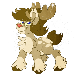 Size: 2000x2000 | Tagged: safe, artist:euspuche, oc, oc only, oc:doodles, deer, reindeer, chest fluff, christmas, commission, cute, female, holiday, markings, reindeerified, simple background, snow, solo, species swap, transparent background, unshorn fetlocks