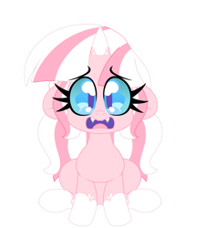 Size: 2000x2222 | Tagged: safe, alternate version, artist:ladylullabystar, oc, oc:lady lullaby star, pony, unicorn, chibi, fangs, female, floppy ears, horn, mare, simple background, solo, transparent background