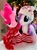 Size: 959x1280 | Tagged: safe, artist:symbiotestudios, pinkie pie, rarity, earth pony, pony, unicorn, g4, christmas, christmas socks, christmas tree, clothes, decoration, duo, female, hat, holiday, horn, indoors, irl, mare, photo, plushie, scarf, smiling, socks, standing, tree