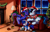 Size: 3963x2529 | Tagged: safe, artist:pridark, oc, oc only, oc:lishka, oc:solar gizmo, pegasus, pony, unicorn, blushing, christmas, christmas tree, clothes, couch, desk lamp, eyes closed, female, filly, fireplace, foal, frost, hat, holiday, horn, indoors, pegasus oc, present, santa hat, scarf, shared clothing, shared scarf, snow, snowfall, striped scarf, toy train, tree, trio, unicorn oc, window, winter