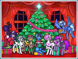 Size: 7318x5523 | Tagged: safe, artist:facadeart, oc, oc only, bat pony, changeling, pegasus, pony, unicorn, zebra, changeling oc, horn, pegasus oc, unicorn oc, zebra oc