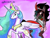 Size: 2160x1620 | Tagged: safe, artist:amanecerlobo, king sombra, princess celestia, pony, unicorn, g4, flower, horn, rose