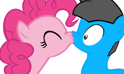 Size: 1380x823 | Tagged: safe, artist:williamtheofficial, pinkie pie, oc, oc:william, earth pony, g4, canon x oc, kissing, simple background, transparent background