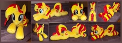 Size: 8336x2968 | Tagged: safe, artist:calusariac, sunset shimmer, pony, g4, irl, lying down, photo, plushie, prone