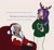 Size: 986x900 | Tagged: safe, artist:timelessclownry, starlight glimmer, trixie, human, antlers, bedroom eyes, belt, christmas, christmas sweater, clothes, coat, costume, couch, dark skin, duo, duo female, ear piercing, earring, eyebrow piercing, eyes closed, female, flirting, grin, hairband, hat, holiday, horn, horned humanization, humanized, jewelry, laughing, lesbian, nail polish, nose piercing, open mouth, pants, piercing, ring, santa claus, santa costume, santa hat, ship:startrix, shipping, smiling, sweater