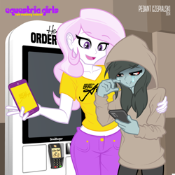 Size: 1000x1000 | Tagged: safe, artist:pedantczepialski, fleur-de-lis, oc, equestria girls, g4, cellphone, equestria girls: the parody series, phone, smartphone