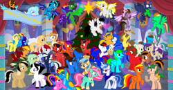 Size: 6913x3588 | Tagged: safe, artist:star-armour95, oc, oc only, oc:allie, oc:ashley gal, oc:asteroid angus, oc:bludeuce, oc:bright star, oc:ej, oc:fidget, oc:firey ratchet, oc:flare spark, oc:ghost pony, oc:glory star, oc:grapefruit face, oc:gregory griffin, oc:hot wave, oc:jade harmony, oc:jemima sparkle, oc:lionheart, oc:lizzy sparkle, oc:llumi knight, oc:mickey motion, oc:miguel, oc:minnie motion, oc:oliver featherwing, oc:pencil sketch, oc:princess kincade, oc:rainbow flower, oc:rainbow sparkle, oc:red arrow, oc:rj, oc:rogan, oc:scotty scorpion, oc:shane park, oc:shield wing, oc:star armour, oc:star flower, oc:stephen (stephen-fisher), oc:sunlight mist, oc:swiftwing, oc:travel tail, oc:twinkle shield, oc:warding moonlight, earth pony, griffon, pegasus, unicorn, g4, 2024, christmas, christmas party, collaboration, female, holiday, horn, male, party, simple background, transparent background