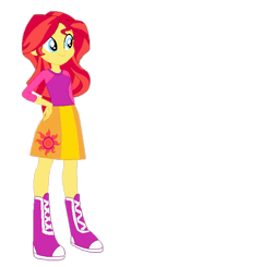 Size: 621x609 | Tagged: safe, sunset shimmer, human, equestria girls, g4, boots, clothes, female, shirt, shoes, simple background, skirt, solo, white background