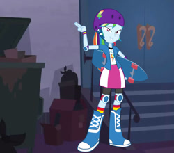 Size: 718x632 | Tagged: safe, artist:norfsd, rainbow dash, human, equestria girls, g4, boots, female, helmet, shoes, skateboard, solo