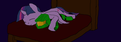 Size: 1374x480 | Tagged: safe, artist:rapehorses, twilight sparkle, g4, armor, bed, cozy, cuddling, cute, dark, halo (series), hug, lay, lying down, mama twilight, master chief, mech, night, on top of, sleeping