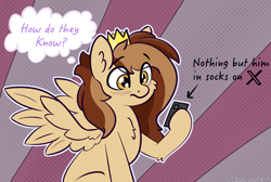 Size: 1943x1302 | Tagged: safe, artist:harmonicglow, oc, oc only, oc:prince whateverer, pegasus, pony, cellphone, male, pegasus oc, phone, stallion