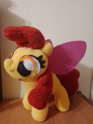 Size: 3000x4000 | Tagged: safe, artist:jbond, apple bloom, earth pony, pony, g4, adorabloom, apple bloom's bow, bow, cute, female, filly, foal, hair bow, handmade, irl, photo, photography, plushie, solo