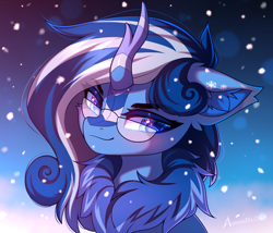 Size: 1540x1317 | Tagged: safe, artist:airiniblock, oc, oc only, oc:stella, kirin, pony, commission, female, glasses, icon, mare, outdoors, snow, snowflake, solo, winter