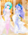 Size: 1121x1410 | Tagged: safe, artist:charliexe, princess celestia, princess luna, principal celestia, vice principal luna, equestria girls, g4, alternate hairstyle, bride, clothes, cute, cutelestia, dress, duo, duo female, evening gloves, eyeshadow, female, flower, gloves, high heels, jewelry, long gloves, lunabetes, makeup, marriage, necklace, one eye closed, open mouth, royal sisters, shoes, siblings, sisters, wedding, wedding dress, wink