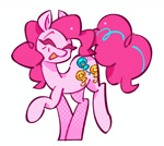 Size: 1134x1016 | Tagged: safe, artist:shrimpnurse, pinkie pie, earth pony, pony, g4, my little pony: friendship is magic, cutie mark redesign, female, mare, simple background, smiling, solo, standing on two hooves, white background