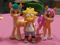 Size: 4000x3000 | Tagged: safe, artist:dingopatagonico, hitch trailblazer, sunny starscout, earth pony, g5, my little pony: a new generation, irl, lisa simpson, photo, the simpsons, toy