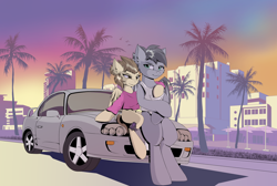 Size: 2160x1450 | Tagged: safe, artist:hovawant, oc, building, car, grand theft auto, outdoors, supra