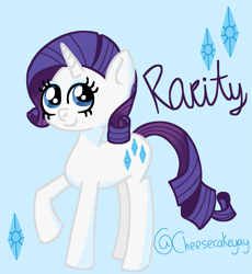 Size: 2059x2239 | Tagged: safe, artist:cheesecakeyay, rarity, pony, unicorn, g4, digital art, horn, solo