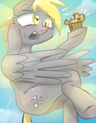 Size: 2912x3741 | Tagged: safe, artist:miranda_17, derpy hooves, pegasus, pony, g4, my little pony: friendship is magic, food, muffin