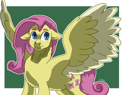 Size: 1500x1159 | Tagged: safe, artist:lawkbutt, fluttershy, pegasus, pony, g4, flutterguy, male, passepartout, rule 63, solo