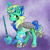 Size: 1024x1024 | Tagged: oc name needed, safe, artist:princess ice color twinkle, oc, pony, unicorn, armor, avatar maker fantasy pony, frown, glowing, glowing horn, green coat, hoof shoes, horn, male, stallion, sword, tail, two toned mane, two toned tail, unicorn oc, weapon