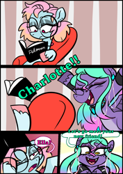 Size: 1240x1754 | Tagged: safe, artist:jully-park, oc, oc:charlotte parker, oc:ella evans, earth pony, pegasus, pony, comic:how i meet my chaotic friends, comic