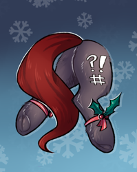 Size: 1823x2285 | Tagged: safe, alternate character, alternate version, artist:lonerdemiurge_nail, oc, oc only, pony, bell, bow, butt, butt only, christmas, clothes, fluffy, hat, holiday, holly, hooves, plot, ribbon, santa hat, socks, solo