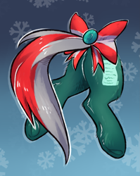 Size: 1823x2285 | Tagged: safe, alternate character, alternate version, artist:lonerdemiurge_nail, oc, oc only, pony, bell, bow, butt, butt only, christmas, clothes, fluffy, hat, holiday, holly, hooves, plot, ribbon, santa hat, socks, solo