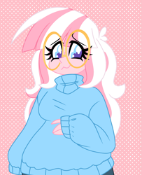 Size: 1737x2141 | Tagged: safe, artist:ladylullabystar, oc, oc:lady lullaby star, equestria girls, g4, clothes, female, glasses, solo, sweater