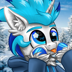 Size: 3000x3000 | Tagged: safe, artist:sunamoonmlp, derpibooru exclusive, oc, oc only, pony, unicorn, g4, bust, cheek fluff, clothes, cute, ear fluff, hoodie, hoof fluff, hooves, horn, male, pfp, portrait, raised hoof, silly, stallion, tongue out