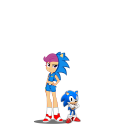 Size: 2048x2048 | Tagged: safe, artist:kalel156, scootaloo, human, equestria girls, g4, clothes, cosplay, costume, female, male, sonic the hedgehog, sonic the hedgehog (series)