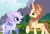 Size: 1958x1336 | Tagged: safe, artist:lovinglypromise, oc, oc only, oc:marigold flair, oc:periwinkle, earth pony, pony, unicorn, duo, duo female, eye clipping through hair, female, horn, mare, outdoors