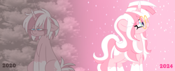 Size: 3347x1369 | Tagged: safe, artist:ladylullabystar, oc, oc:lady lullaby star, pony, unicorn, duality, female, glasses, horn, mare, saf, solo