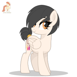 Size: 1320x1320 | Tagged: safe, artist:r4hucksake, oc, oc only, oc:dreamcatcher, pegasus, pony, brown eyeshadow, eyeshadow, female, folded wings, lidded eyes, makeup, mare, orange eyes, pegasus oc, short tail, simple background, solo, standing, tail, tail tie, transparent background, wings