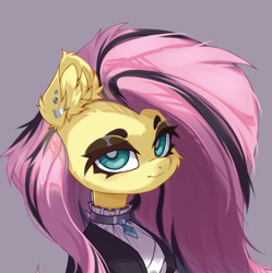 Size: 4656x4677 | Tagged: safe, artist:jfrxd, fluttershy, pegasus, pony, g4, clothes, ear fluff, eyelashes, eyeshadow, fluttergoth, goth, jewelry, looking at you, makeup, solo