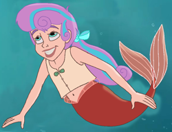 Size: 788x604 | Tagged: safe, artist:ocean lover, edit, edited screencap, screencap, princess flurry heart, human, mermaid, g4, arms spread out, belly, belly button, blue eyes, bow, bubble, camisole, child, clothes, crossover, cute, disney, disney princess, disney style, female, fins, fish tail, flurrybetes, hair bow, happy, humanized, lips, looking up, mermaid princess, mermaid tail, mermaidized, midriff, ms paint, multicolored hair, ocean, pajamas, ponytail, red tail, scene interpretation, shirt, singing, sleeveless, sleeveless shirt, smiling, species swap, swimming, tail, tail fin, tank top, the little mermaid, the little mermaid 2: return to the sea, two toned hair, underwater, water