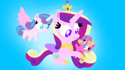 Size: 1280x720 | Tagged: safe, artist:mlplary6, princess cadance, princess flurry heart, princess skyla, alicorn, pony, g4, baby, baby pony, crystal sisters, female, filly, foal, mare, mother and child, mother and daughter, pointy ponies