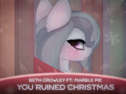 Size: 2664x1997 | Tagged: safe, artist:sodapop sprays, marble pie, earth pony, pony, g4, christmas, crying, heartbroken marble, holiday, implied big macintosh, looking at you, makeup, running makeup, sad, solo, song, song cover, song reference