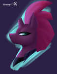 Size: 2550x3300 | Tagged: safe, artist:yayap117, fizzlepop berrytwist, tempest shadow, pony, unicorn, g4, armor, blue eyes, bust, horn, mane, profile picture, red fur, red hair, red mane, render, solo