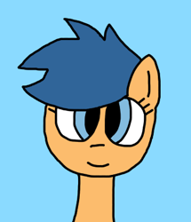 Size: 352x410 | Tagged: safe, artist:luisegirls23, first base, pegasus, pony, g4, adorabase, bust, closed mouth, cute, female, female first base, filly, foal, generation leap, hello, light blue background, pegasus first base, portrait, race swap, rule 63, simple background, smiling, solo