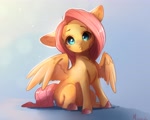 Size: 3324x2670 | Tagged: safe, artist:miokomata, fluttershy, pegasus, pony, g4, :c, chest fluff, colored hooves, cute, floppy ears, freckles, freckleshy, frown, hooves, looking at you, missing cutie mark, shyabetes, sitting, solo